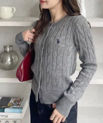 U.S. POLO ASSN. Ada. 별주 케이블 니트 가디건