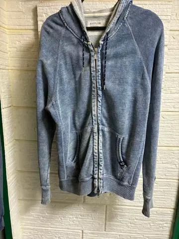 BAYFLOW 데님 블루 풀 지퍼 후드티
