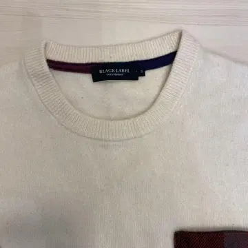 BLACK LABEL 화이트 니트 스웨터 포켓 부착