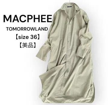 맥피 투모로우랜드 긴팔 롱 셔츠 원피스 코튼 카키 36