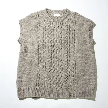 카구레 페루 아란 패턴 루즈 베스트 모카 오버 사이즈 넉넉한