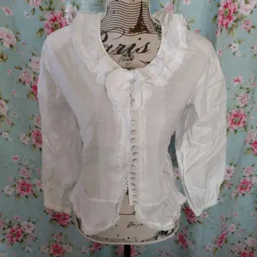 화이트 프릴 버튼 블라우스