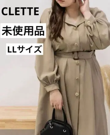 [ 새상품 ] 빅 사이즈 여성용 CLETTE 벨트 오픈 카라 원피스 고급