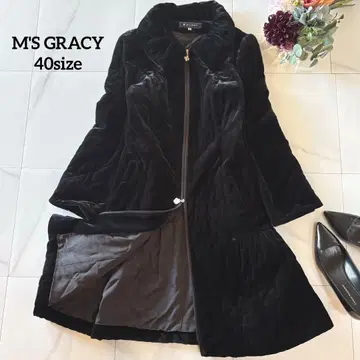 엠즈 그레이시 벨벳 벨로아 퀼팅 롱 코트