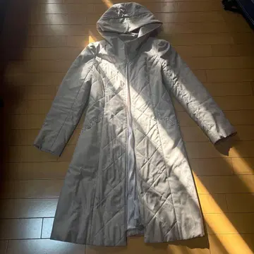 Rene 후드 부착 퀼팅 롱 코트