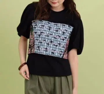 leur logette 루루로제타 디자인 티셔츠 트위드 T셔츠