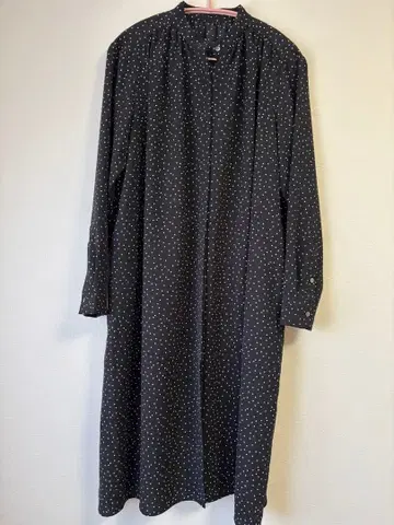 쿠리하라 하루미 도트 긴팔 셔츠 원피스