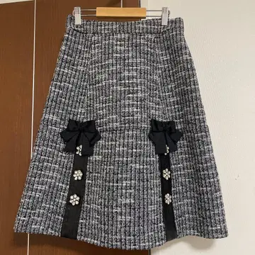 미사용 슈퍼뷰티 비쥬 리본 트위드 스커트 40