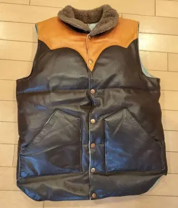 [새상품급] WAREHOUSE 웨어하우스 올 가죽 다운 베스트 M