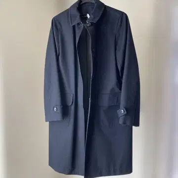 네이비 롱 코트 퀼팅 라이너