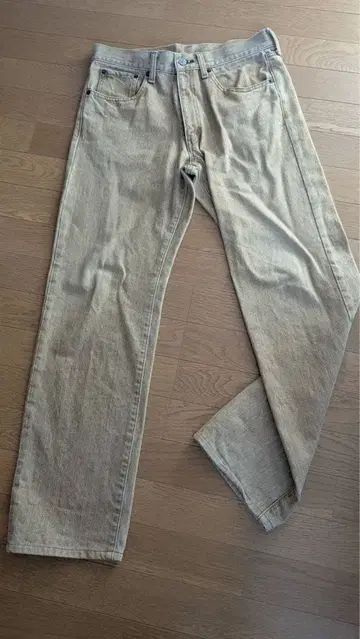 BOBSON 베이지 스트레이트 레그 데님 팬츠