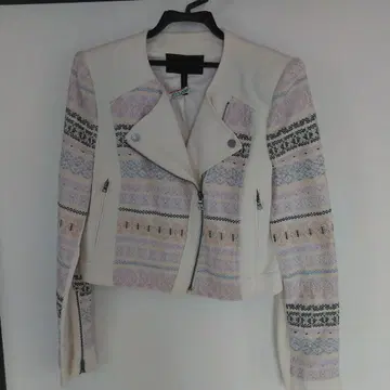 화이트 파스텔 컬러 라이더 자켓