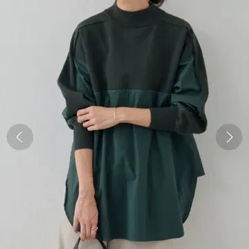 BEARDSLEY 비어즐리 셔츠 콤비 모크넥 니트 그린