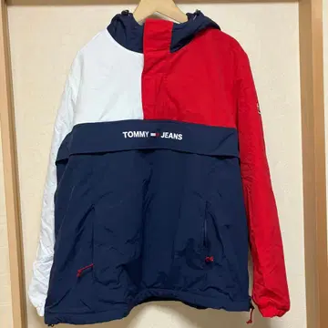 미사용 새상품 TOMMY JEANS 아노락 자켓 빨간색/화이트/네이비