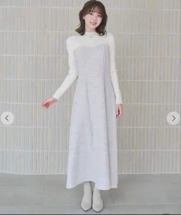 Lillian Carat 트위드 도킹 니트 원피스