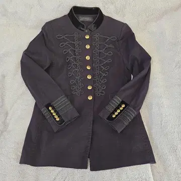 ZARA 나폴레옹 자켓 벨로아 골드 버튼 스탠드 칼라 블랙