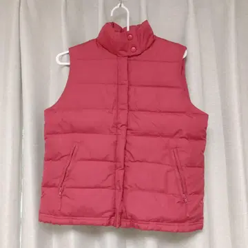 핑크 다운 베스트 슬리브리스