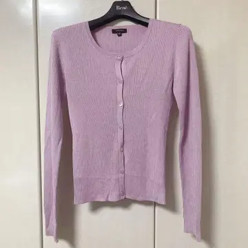 토카 실크 리브 가디건 라일락