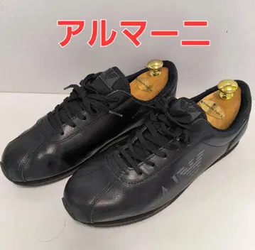 아르마니 블랙 가죽 스니커즈