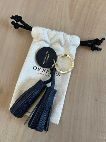 DE BEERS 태슬 부착 키링 천연 가죽 미사용 새상품