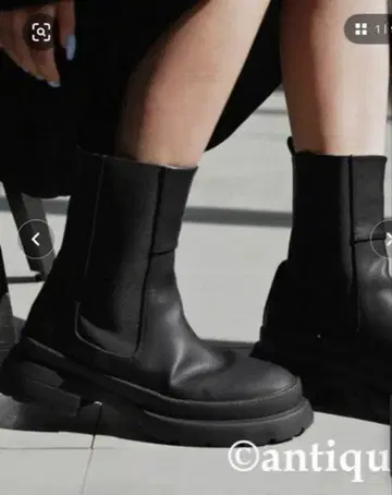 안티카 antiqua 통굽 사이드 고어 부츠 M 블랙 경량