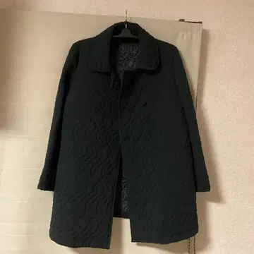 블랙 퀼팅 롱 코트