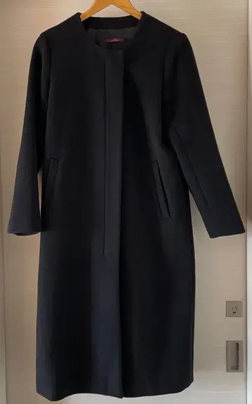 어반 리서치 울 노카라 롱 코트 블랙