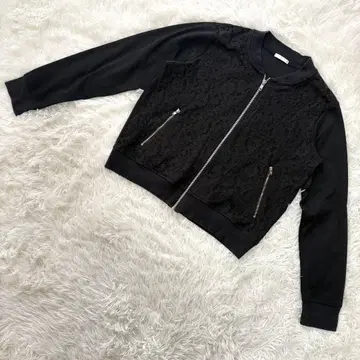 인기 GU 지유 [ M ] 레이스 절개 블루종 집업 블랙