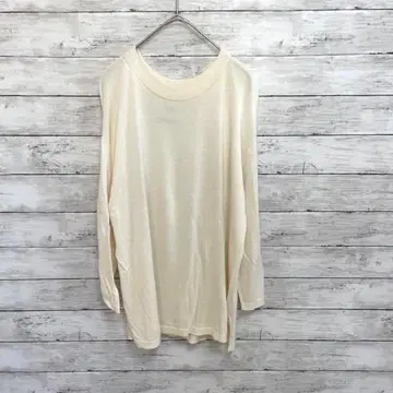 [ ] 니트 스웨터 얇은 소재 아이보리 F 팔분 소매