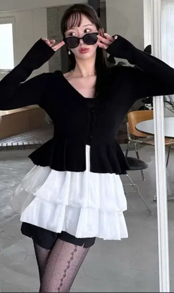 ROYALPARTY 택 포함 새상품 도킹 페플럼 니트 앙상블