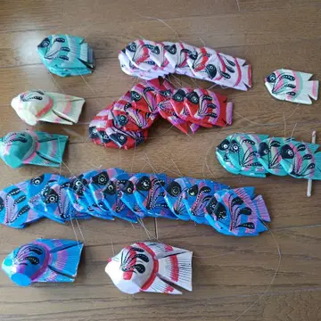 인도네시아 발리 섬 손그림 물고기 장식 세트