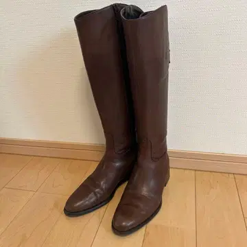 롱 부츠 천연 가죽 브라운 23cm