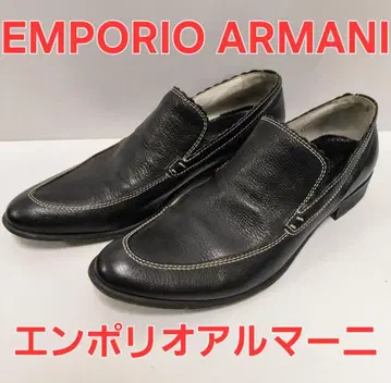 EMPORIO ARMANI 블랙 가죽 슬립온