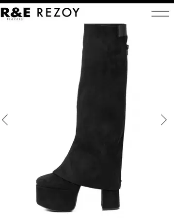 R&E 슬림 레그 통굽 청키힐 커버 부츠