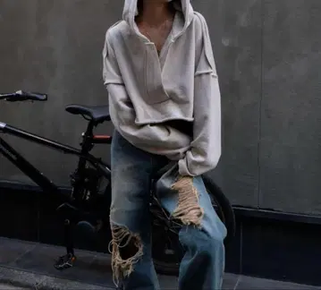 felim 오픈넥 크롭 후디