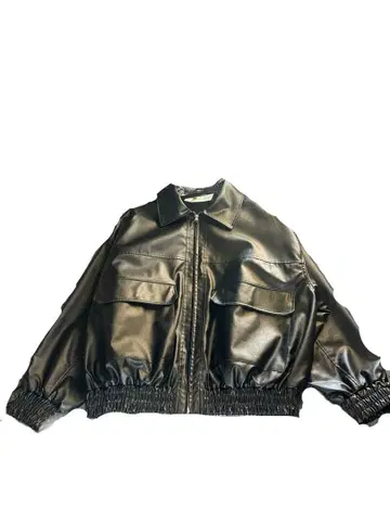 블랙 가죽풍 자켓