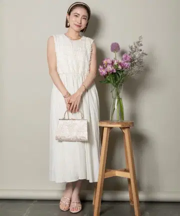 MHBG TOKYO 도트 튤 이소재 콤비 썸머 드레스