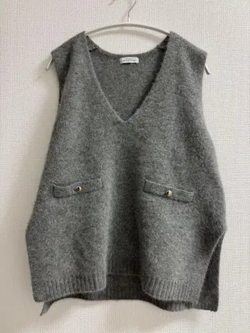 그린 레이블 릴랙싱 니트 베스트 그레이