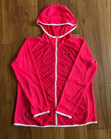 엘레쎄 핑크 도트 후드 부착 의류 풀 집업 후드티