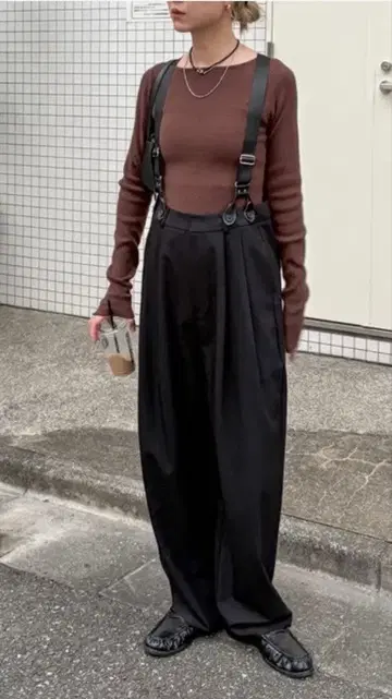 feepur 서스펜더 하이웨스트 팬츠