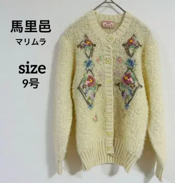 새상품급 (마리무라) 여성용 니트 가디건 꽃무늬 자수 9호