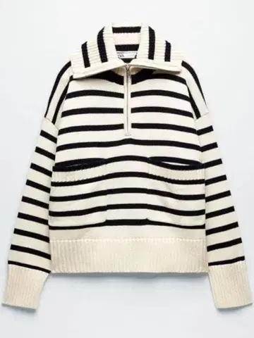 ZARA 스트라이프 지퍼 스웨터