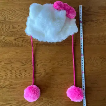 [ 헬로키티 ] 귀 달린 퍼 햇 폼폼 포함 [ USJ ]