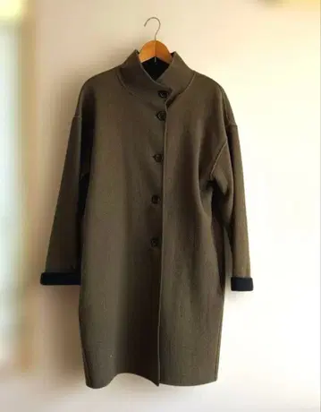 코토니에 울 혼방 올리브 그린 코트