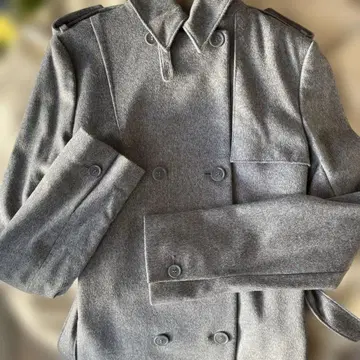 theory 그레이 더블 브레스트 캐시미어 롱 코트