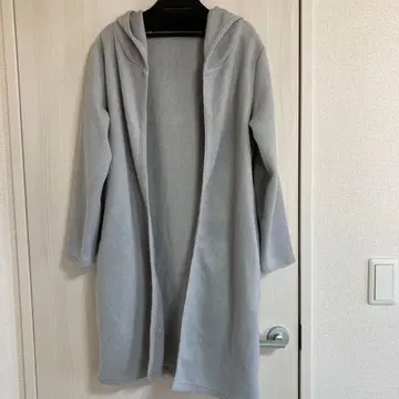 VIS 후드 부착 롱 코트 F 그레이 플리스