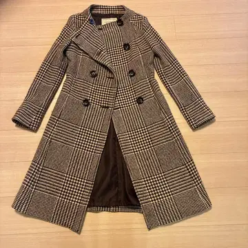 Lois CRAYON 체크 무늬 트위드 롱 코트