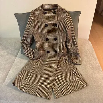 Lois CRAYON 체크 무늬 트위드 롱 코트