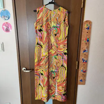 페이즐리 무늬 미디 기장 드레스