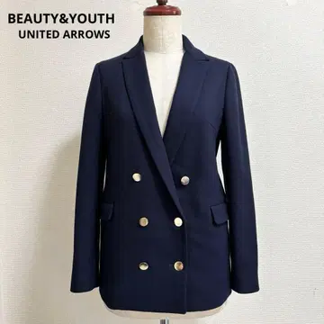 뷰티 앤 유스 네이비 블레이저 자켓 더블 골드 버튼